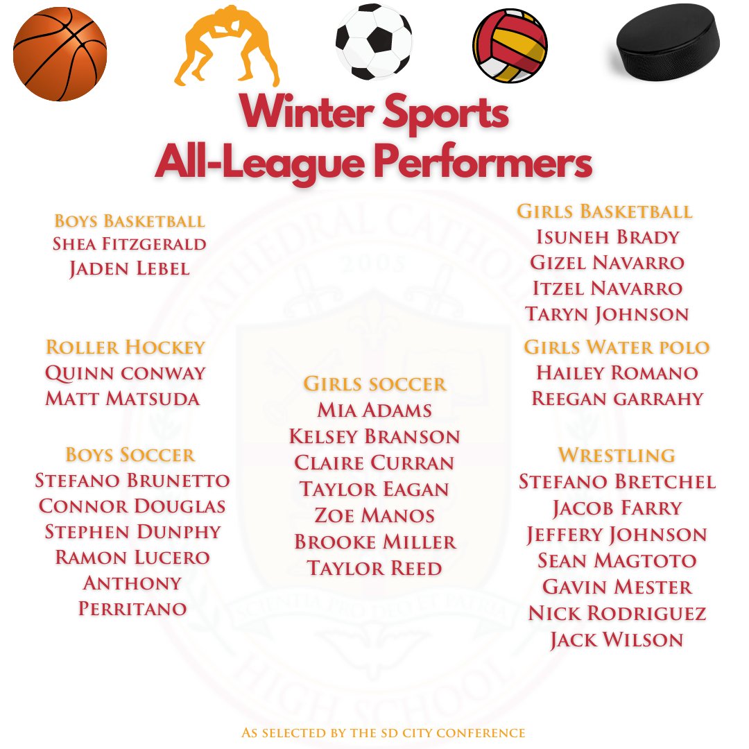 This Winter we had 30 Student-Athletes earn All-League for their performances throughout the season! 🏀 🏒 ⚽ 🤽‍♀️🤼 #RollDons #AllLeague