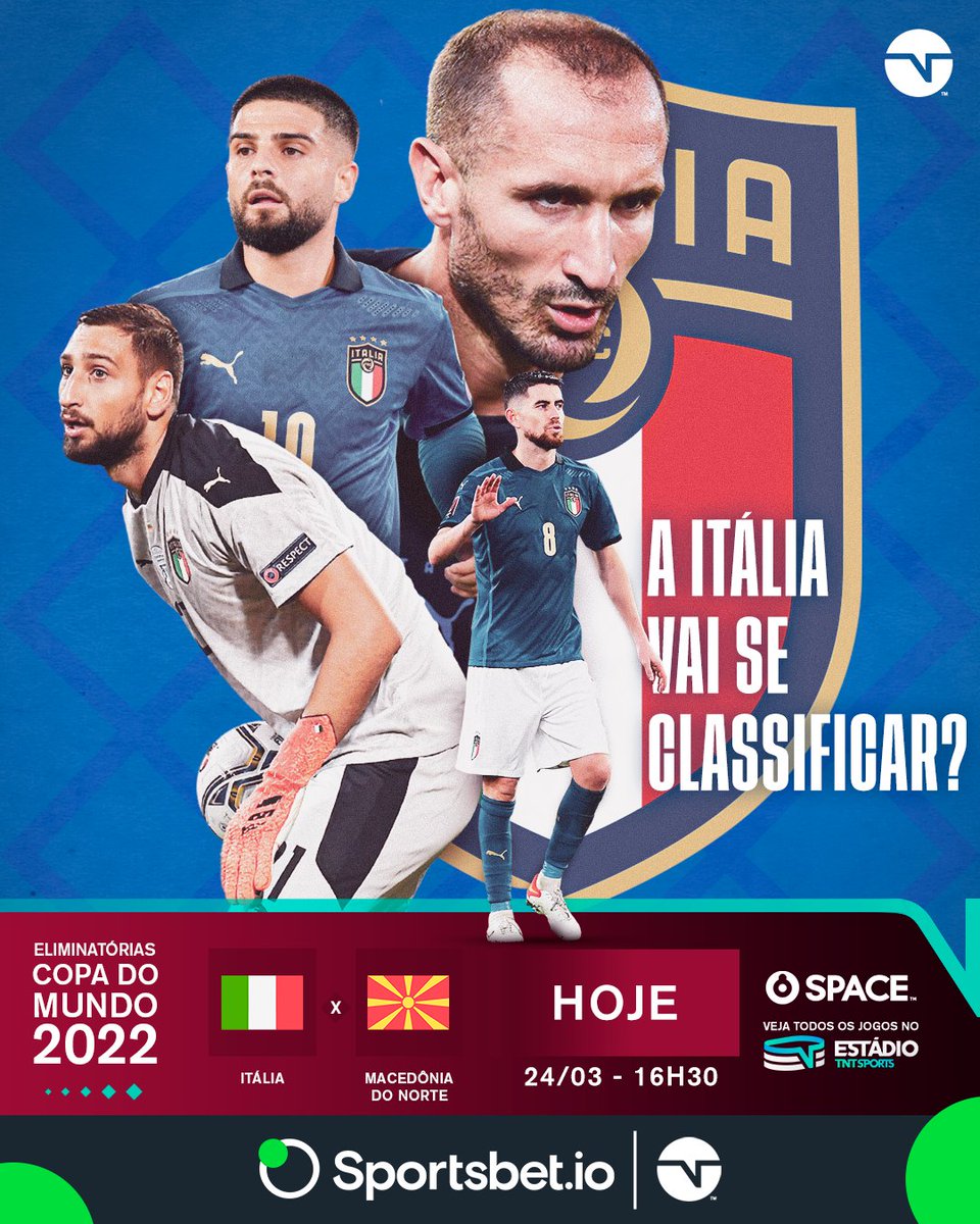 TNTSportsBR's tweet photo. PRO SONHO DA COPA SEGUIR VIVO! A Itália precisa passar pela Macedônia do Norte para seguir na luta por uma vaga. Quem ganha? Você descobre HOJE, às 16h30, no @spacebrasil e no @EstadioBR (https://t.co/QfVGLo0yCh). #EliminatóriasNoSpace #DeuGreen #ElimIO @sportsbetiobr https://t.co/O9n6dtMSVd