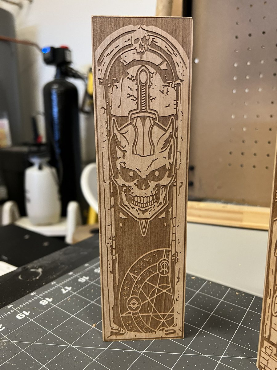 Aaron_S__'s tweet photo. I made a double-sided dice box with designs for each of the characters I’m playing as in D&amp;D https://t.co/xCOqyttj2g