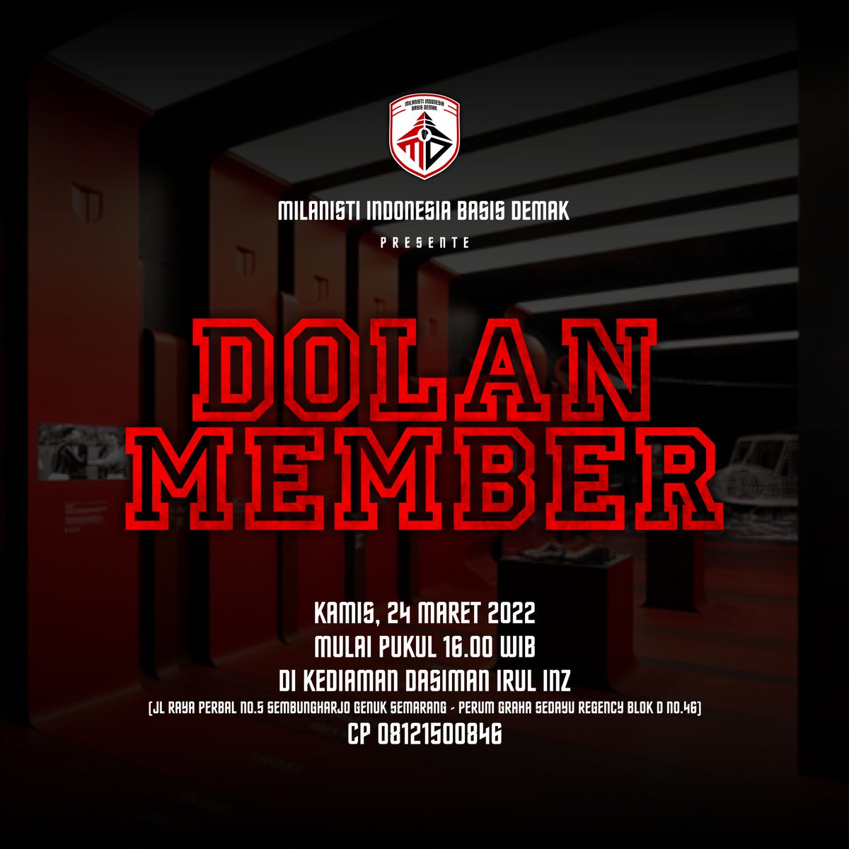 misezdemak100's tweet photo. [Dolan Member] Silaturahmi dan Diskusi - Kamis, 24/03/22 - Mulai pukul 16.00 WIB sampai selesai - di kediaman dasiman @irulinzaghi.
🔴⚫
#DolanMember #WeAreDasiman #MilanistiDemak #MilanistiIndonesia https://t.co/WVlBAC2GR5