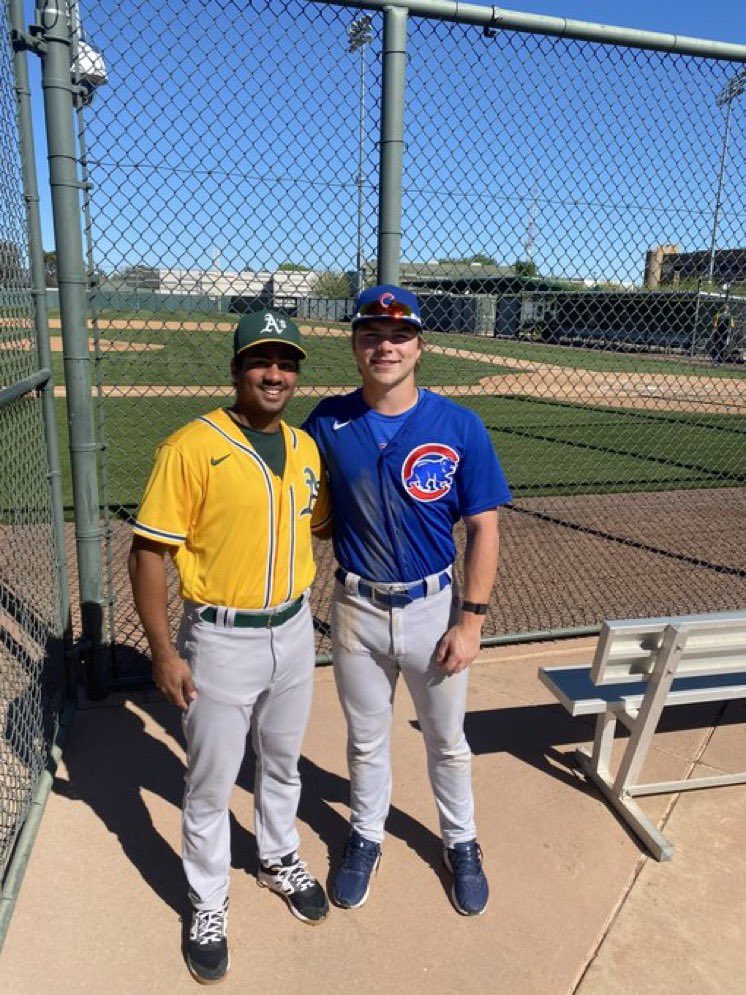 2 former state champions just went at it at spring training! 2015 state champs Kumar Nambiar and Peter Matt! How awesome to see these guys on such a big stage. <a href="/Kumar4123/">Kumar Nambiar</a> <a href="/PeterMatt21/">Peter Matt</a>