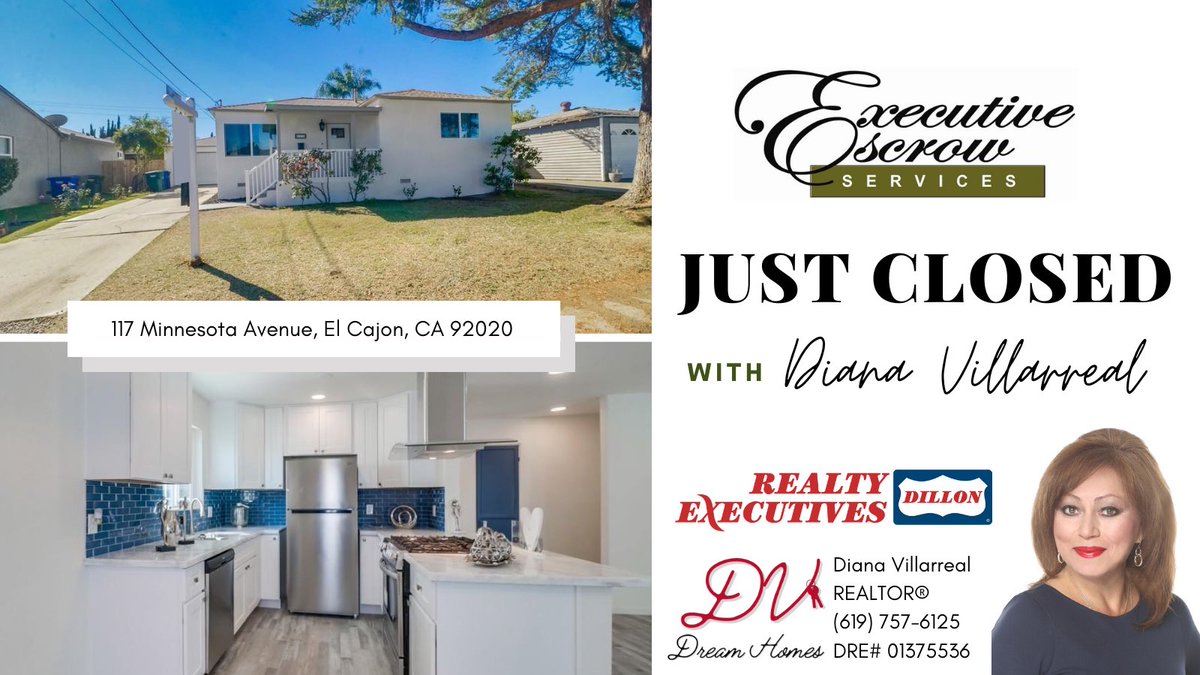 ExecEscrow's tweet photo. Escrow closed with Diana Villarreal! Thank you Diana for another great transaction!🙌

Diana Villarreal | Realtor®
📲(619) 757-6125
DRE# 01375536

Executive Escrow Services
Amanda Gomez | Nicole Young
☎️619.489.5612

#ExecutiveEscrowServices #Escrow #ClosedEscrow #EscrowOfficer https://t.co/nqpQ9w5GEs