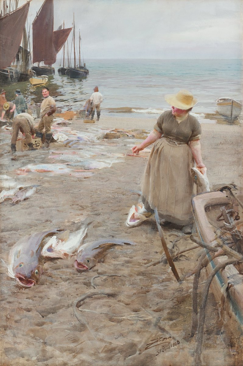 GurneyJourney's tweet photo. Anders Zorn wasn't fazed by rain. He laid his watercolor painting on a box hedge in the garden when a thunderstorm came up. We all rushed out and it seemed to me ruined...'Now I can make a fine picture,' Zorn said. He fixed the dirty sky, but there were large spots of raindrops. https://t.co/x32BMuCF4l