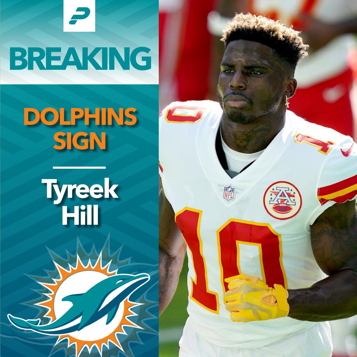 THE <a href="/MiamiDolphins/">Miami Dolphins</a> TRADE FOR TYREEK HILL!
🚨💥 

Contract terms 📝:
- four years 
- $120M 
- $72.2M guaranteed 

<a href="/Chiefs/">Kansas City Chiefs</a> receive 🔁:
- 2022 1st round pick 
- 2022 2nd round pick 
- 2022 4th round pick 
- 2023 4th round pick
- 2023 6th round pick

#MiamiDolphins #NFL #TyreekHill