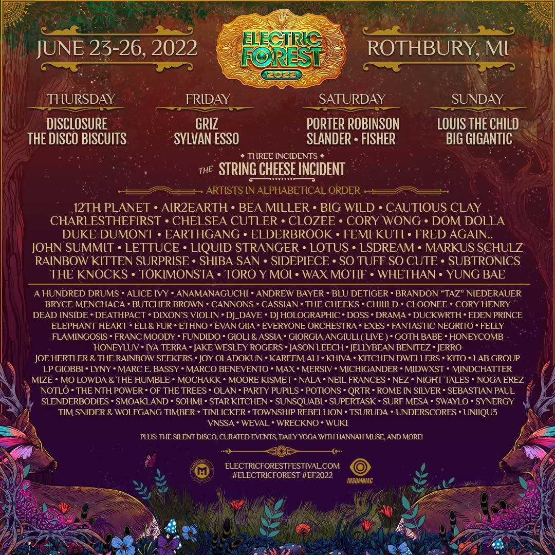 TheFestiveOwl's tweet image. — @Electric_Forest announces 2022 additions including @PorterRobinson’s DJ side project Air2Earth, @RKSBandOfficial, @TheKnocks + more.