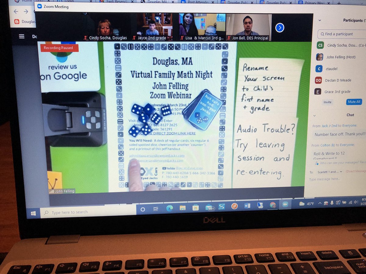 SochaCindy's tweet photo. Lots of fun tonight playing Math games online! Thank you parents for participating! Thank you Box Cars and One eyed Jacks!#jonbell https://t.co/az2XwhKRA9