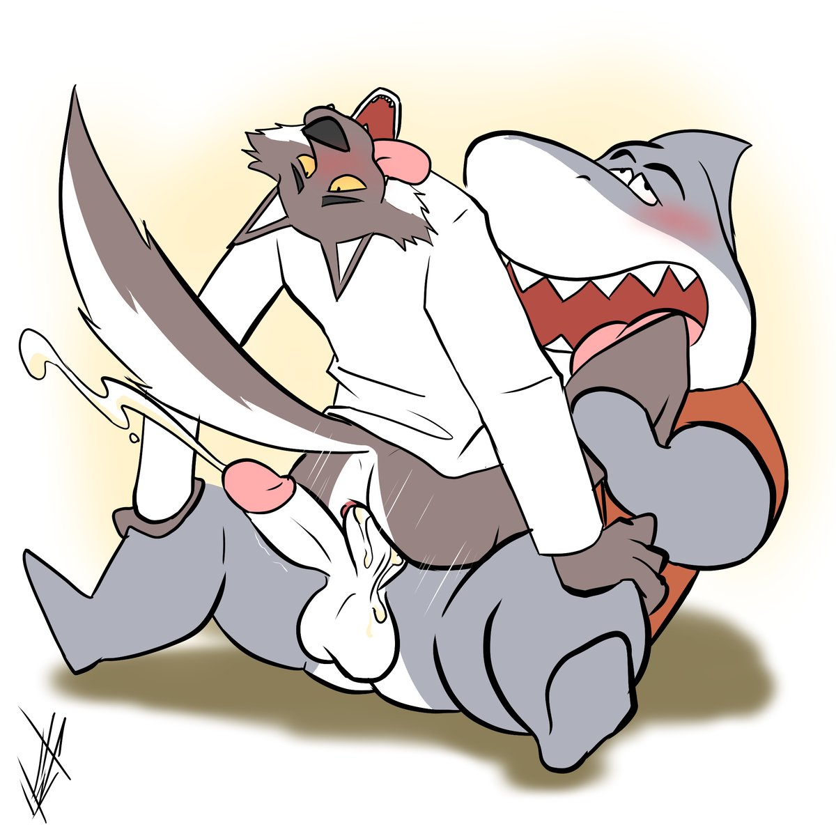 but finally, Mr. wolf having fun with Mr. Shark #gay #furry #yiff #fanart #...