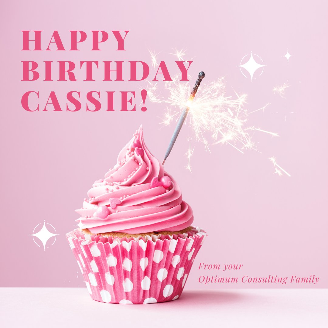 Happy Birthday to our dearest Cassie Graham!

May you have a great day celebrating today!

Cheers! 

From your Optimum Consulting Family

#HappyBirthday #OptimumConsulting https://t.co/99XUaQWCSV