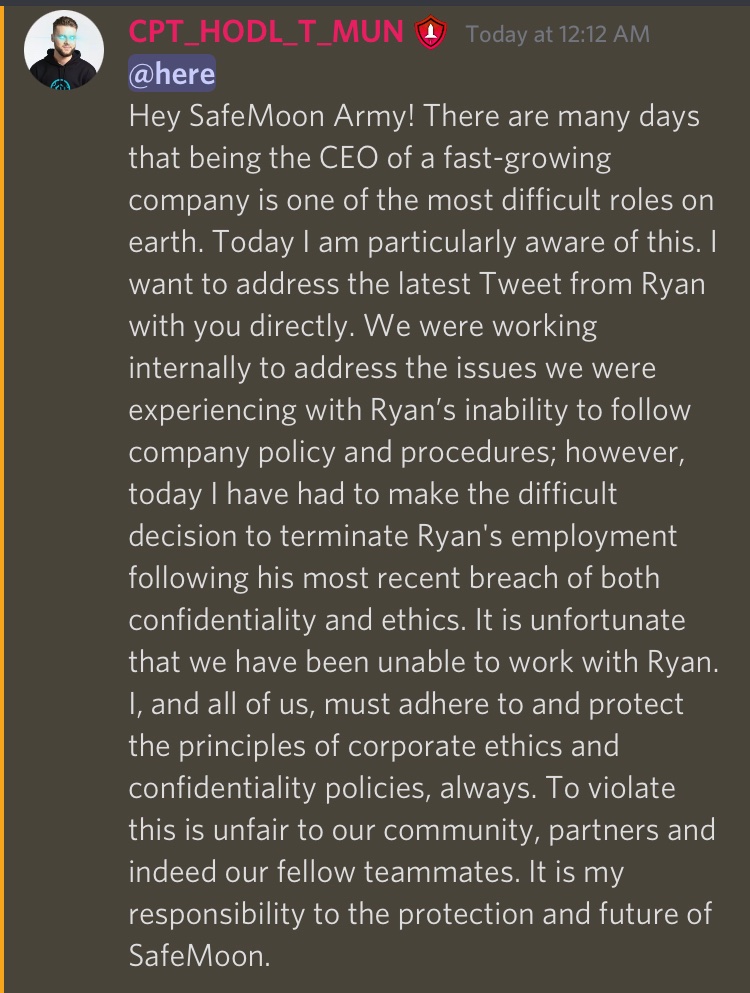 SafemoonWarrior's tweet photo. #SAFEMOON John Karony statement. https://t.co/UotqT8AWus
