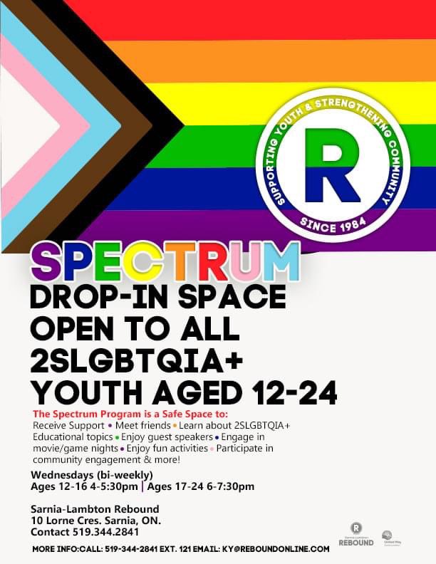 Spectum is here to ensure a safe space for all youth who identify as 2SLGBTQIA+, to combat homophobia and transphobia in our community through community outreach and educational campaigns &amp; to help youth gain self-confidence and feel comfortable in their respective identities.