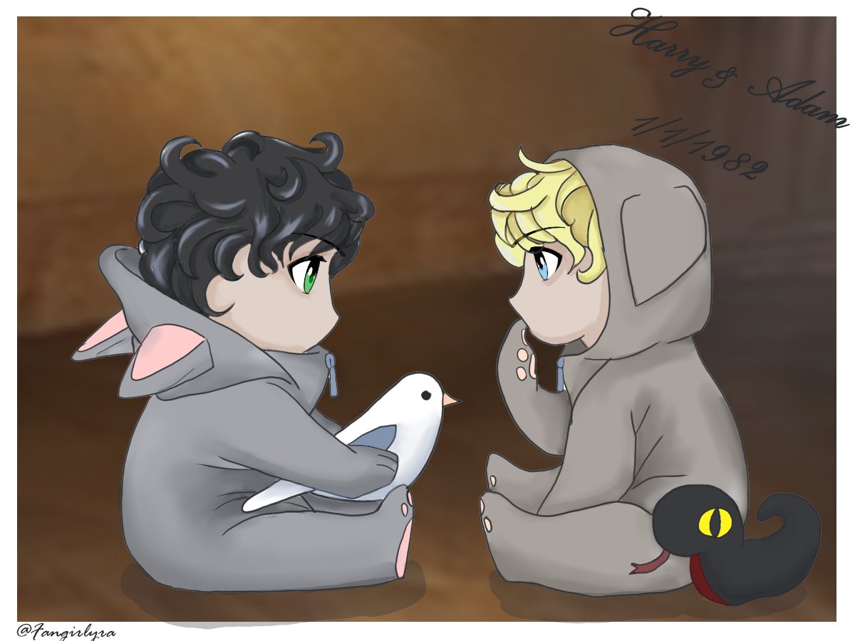 Fangirlyra's tweet photo. I guess I should post it here since I haven't posted any art for a while. Baby Harry &amp; Baby Adam speedpaint from my Good Omens x Harry Potter fanfic: https://t.co/HXQJ7tlkHb
#HPfanfic #HPfanart #GoodOmensFanart #GoodOmensFanfic https://t.co/qEYWsSPtcx