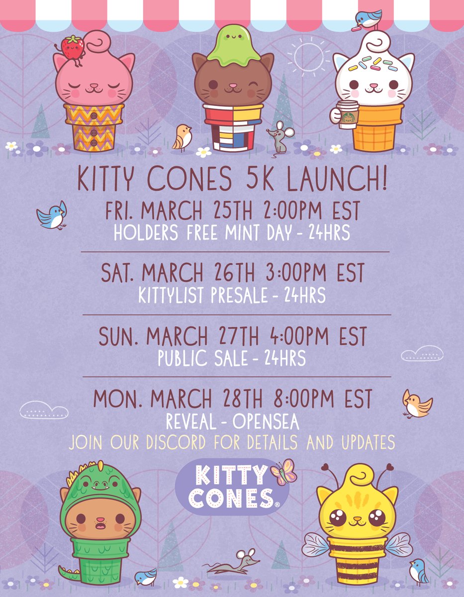 Only 2 days away from the Kitty Cones 5K Launch!
Here's a poster to remind everyone of dates!
Pls, share &amp; RT! 🥰💖🌈🐱🍦