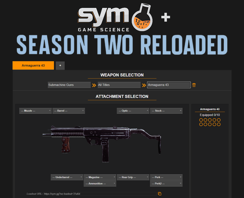 Anyone ask for same-day delivery? #CallofDuty: #Warzone Season 2 Reloaded is now available on the Sym #Gunsmith, including all the stats and attachments for the new Armaguerra 43 #Vanguard SMG!

Check it out now!
sym.gg/index.html?gam…

#CallofDutyWarzone #Season2Reloaded