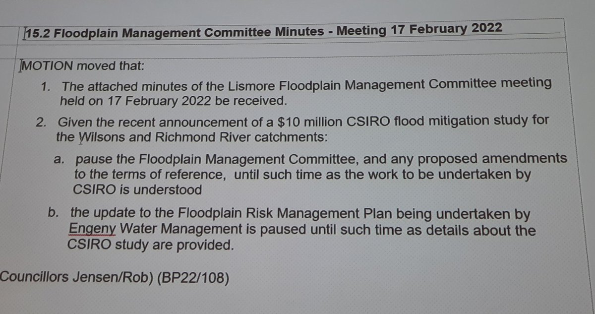 In the midst of flood cleanup, @LismoreCouncil decides to pause the floodplain committee and let federal government tell us what to do #auspol #LismoreFloods