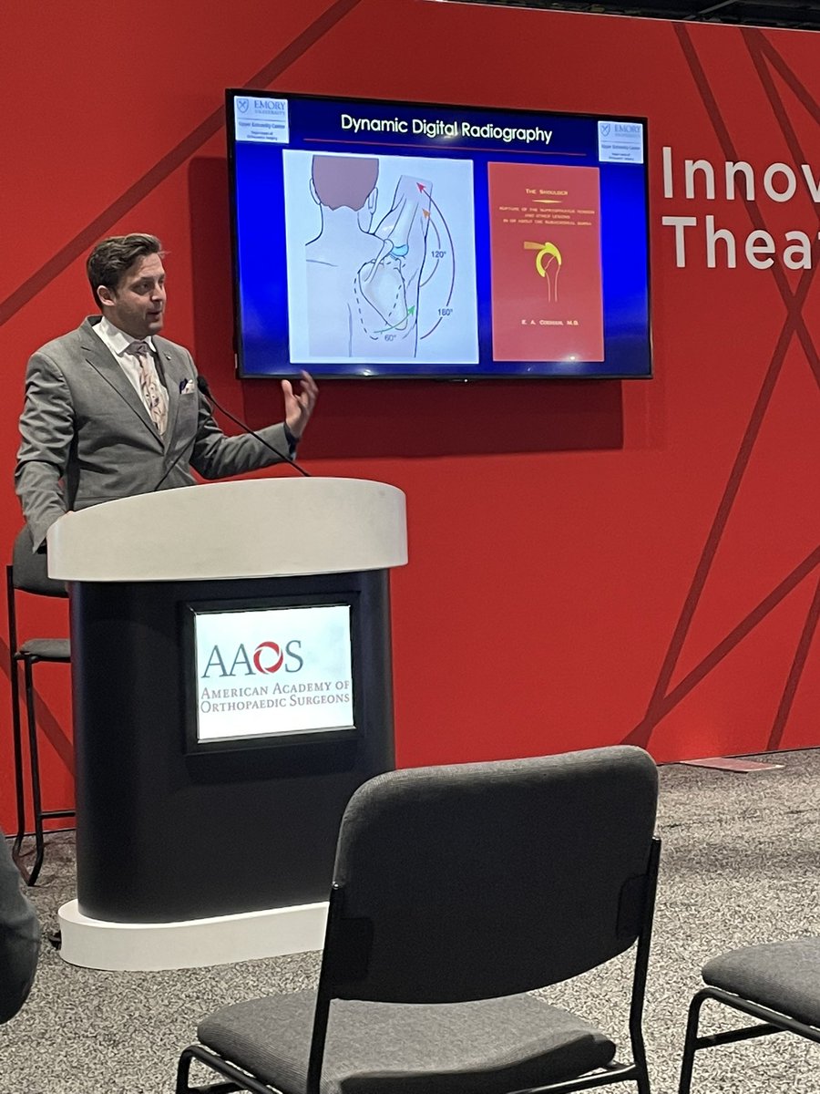 Continuing to learn from <a href="/EricWagnerMD/">Eric Wagner</a> from the <a href="/EmoryUECenter/">Emory Upper Extremity Center</a> at #AAOS22. Amazing work he and his team are doing examining how the shoulder actually moves