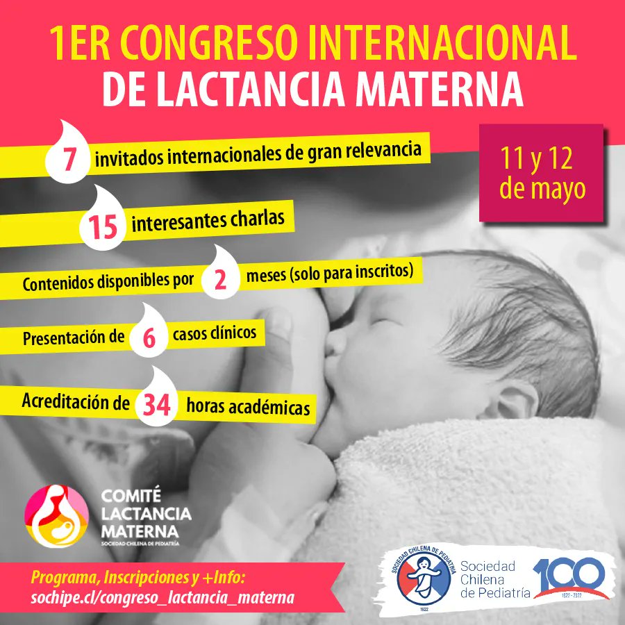 sochipe's tweet photo. [¡INSCRIPCIONES ABIERTAS!] 1er CONGRESO DE LACTANCIA MATERNA
¡Tenemos una gran noticia! 😎 Los días 11 y 12 de mayo, realizaremos el 1er Congreso Internacional de Lactancia Materna (online) y queremos que seas parte 😊 Revisa la info e inscríbete acá 👉 https://t.co/cXXJhfYrO2 https://t.co/cwttxHI5Xr