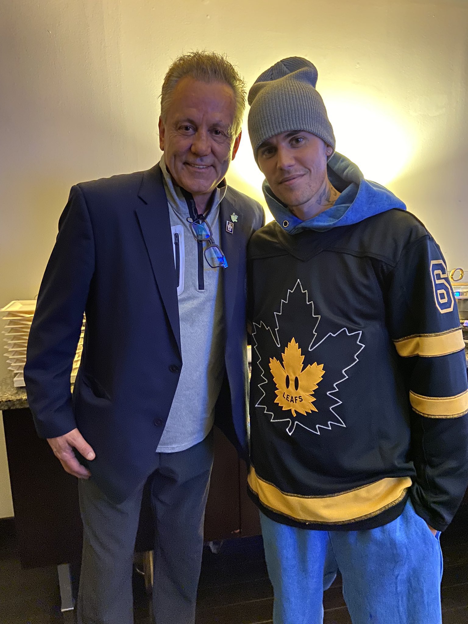 Justin Bieber at the Toronto Maple Leafs game tonight (March 23rd).
