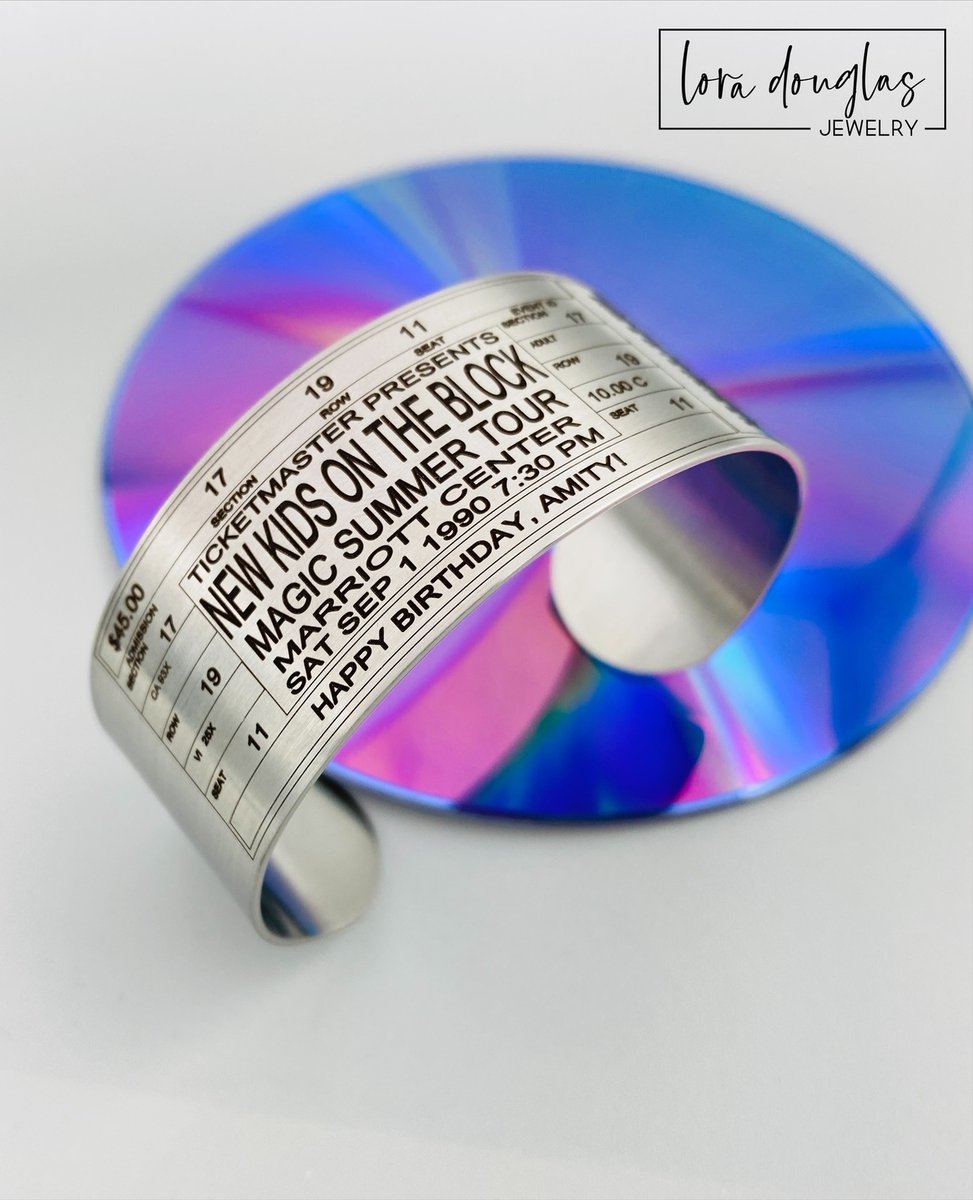 LoraDJewelry's tweet photo. Custom Ticket Jewelry &amp; Gifts available at https://t.co/CuYmbVaTtA. We can laser engrave any ticket on a #bracelet #bookmark or #keychain⁠ to create a lasting memento
• Link in Bio⁠⁠
#concert #concertsareback #livemusic #nkotb #newkidsontheblock https://t.co/a9KMITCxuQ