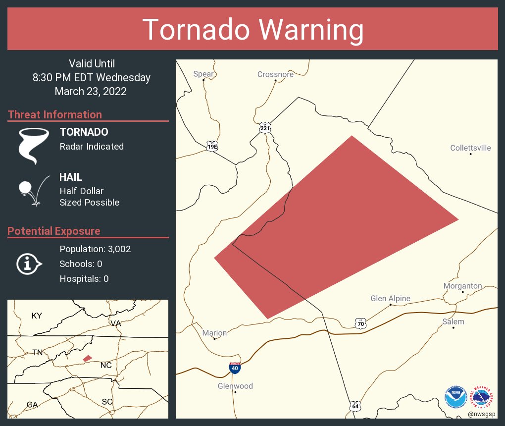 NWS GSP on Twitter "Tornado Warning including Burke County, NC