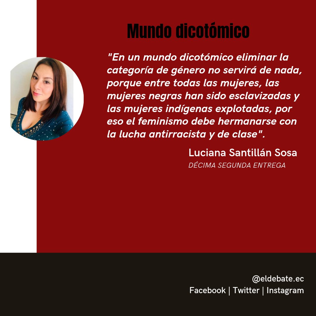 Compartimos el ensayo de Luciana Santillán. En el cuál la autora aborda la dicotomía del mundo cisgenero.Además,realiza una crítica al patriarcado que atraviesa tanto a las mujeres,como a las personas trans; por medio de imposiciones y violencia simbólica.
eldebateaca.blogspot.com/2022/03/lucian…
