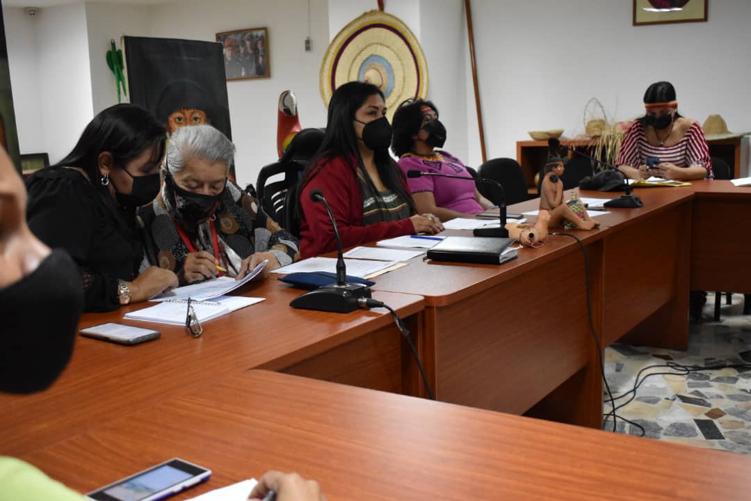 CLARAVIDALV's tweet photo. En videoconferencia con los líderes y lideresas del sector  indígena @PartidoPSUV trazamos el plan de despliegue territorial de los temas abordados durante el V Congreso PSUV y IV JPSUV. La unión es la garantía de la Victoria. ¡VENCEREMOS! @NicolasMaduro @dcabellor @d_guzmanl https://t.co/2pt5iY1bck