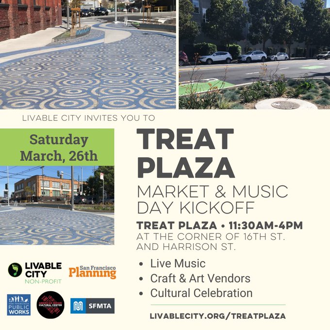 A long time in the making, thanks to the community for visioning and supporting  the conversion of excess roadway into a vibrant public space!

Join us to celebrate Mission's newest public space with a land acknowledgment, ribbon cutting, live music &amp; local vendors! 🌳🎶🥳