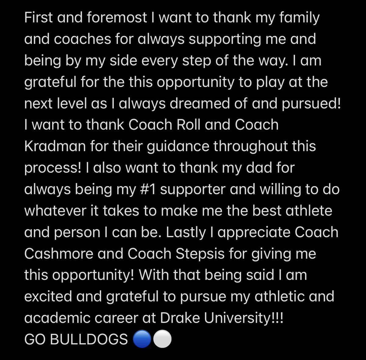 Committed 🔵⚪️ #DrakeFootball <a href="/WillieCashmore/">Willie Cashmore</a> <a href="/tstepsis/">Todd Stepsis</a> <a href="/CoachChris_Roll/">Coach Chris Roll</a> <a href="/LPAthleticDept/">Lake Park Athletics</a> <a href="/LakeParkFootbal/">Lake Park Lancer Football</a> <a href="/DrakeBulldogsFB/">Drake Football</a>