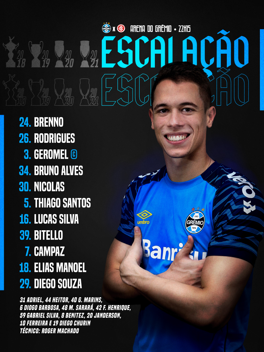 Grêmio FBPA on X: 📋ESCALAÇÃO DO TRICOLOR! 🇪🇪 #GRExCAX #Gauchão2022  #PeloGrêmioComOGrêmio  / X