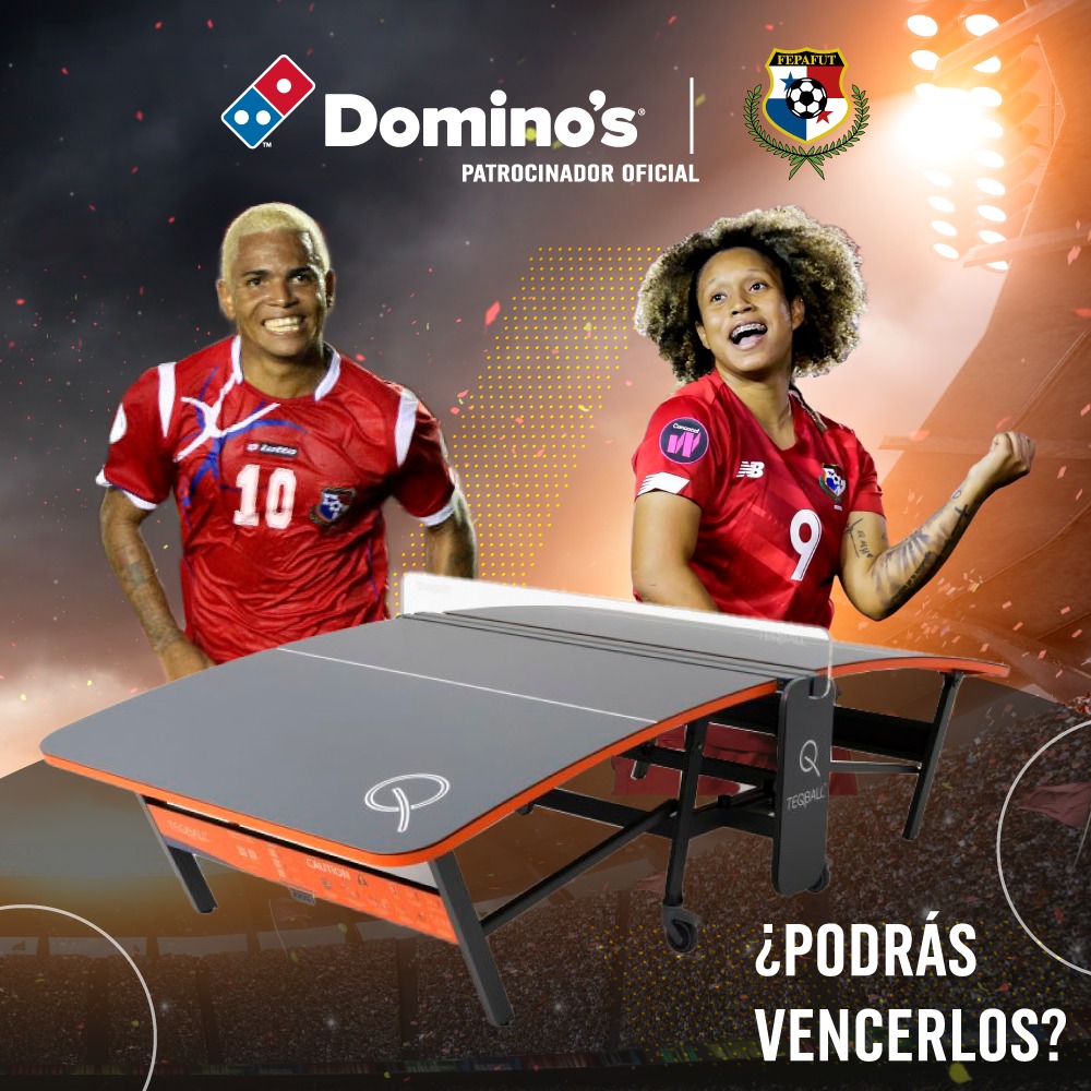 DominosPanama's tweet photo. Una Pizza familiar si logras derrotar a Ruso Barahona o a Karla Riley en #TeqBall 1 vs. 1 😲😎 ¿Podrás lograrlo? Jueves 24 de marzo a las afueras del Rommel Fernández (cerca a las oficinas de @fepafut ) https://t.co/TcNpRChHKN
