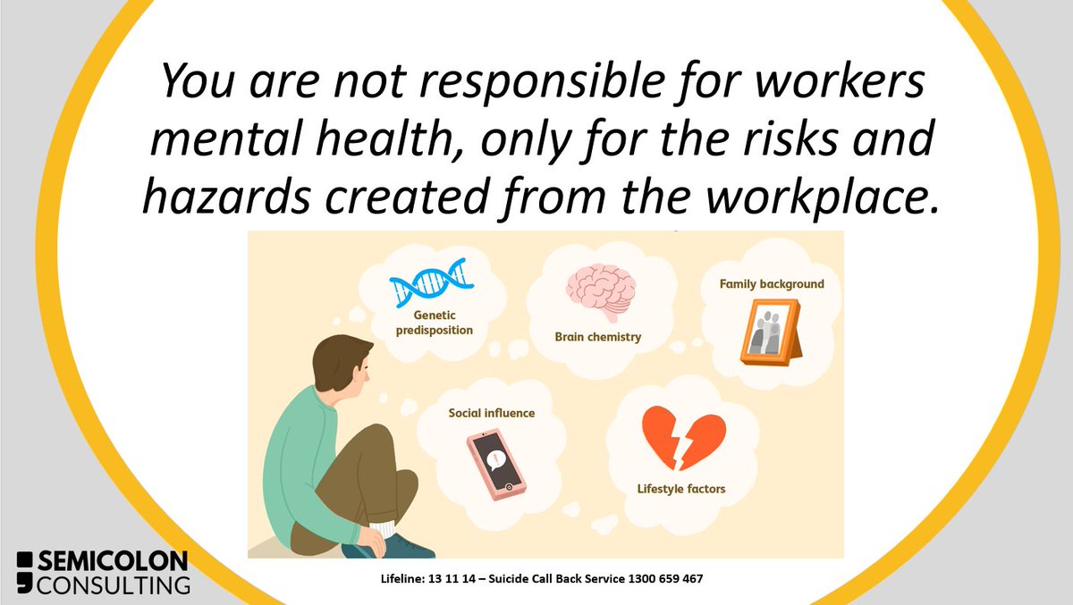 A3: It’s a relief to workplaces they are not responsible for workers mental health and wellbeing, they are only responsible for the #PsychosocialHazards created at work.  But smart employers address both. #elevatetheconvo