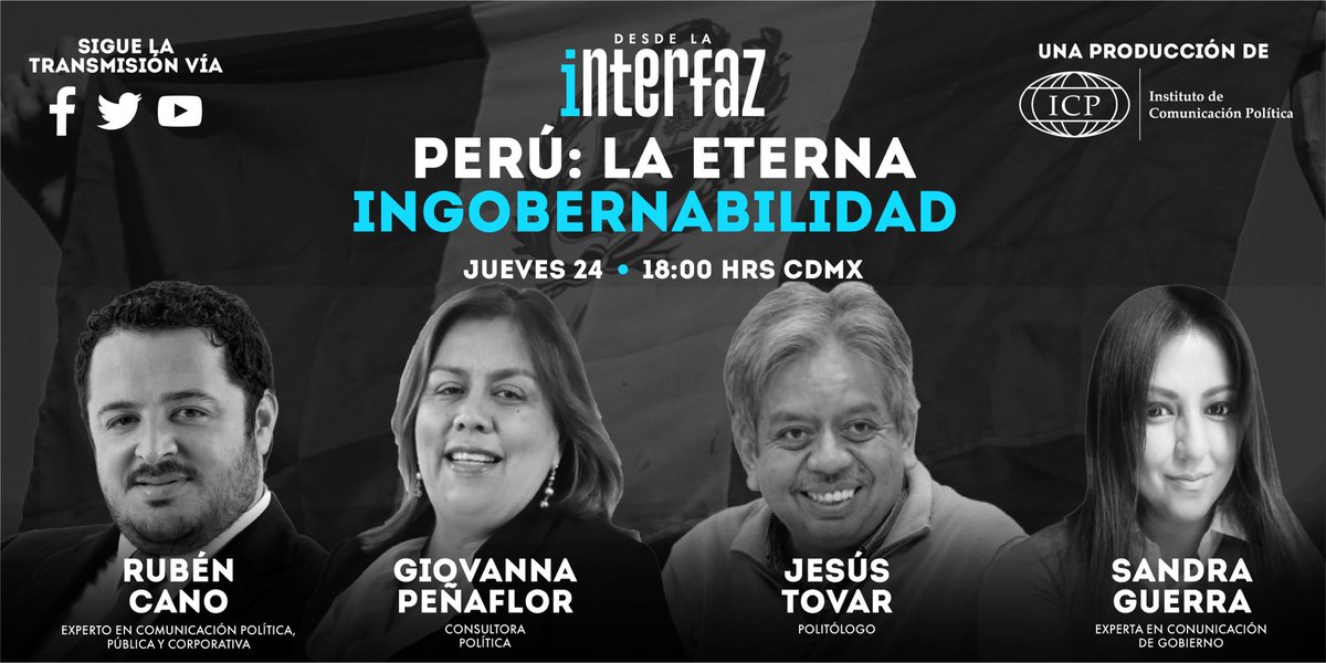 Nos vemos este jueves 25 de marzo a las 18:00 hrs (CDMX),para continuar con el programa de “DESDE LA INTERFAZ con expertos de #compol. El tema será: 𝗣𝗘𝗥𝗨́: 𝗟𝗔 𝗘𝗧𝗘𝗥𝗡𝗔 𝗜𝗡𝗚𝗢𝗕𝗘𝗥𝗡𝗔𝗕𝗜𝗟𝗜𝗗𝗔𝗗 #DesdeLaInterfaz <a href="/GuerraSandra_/">Sandra Guerra</a>
