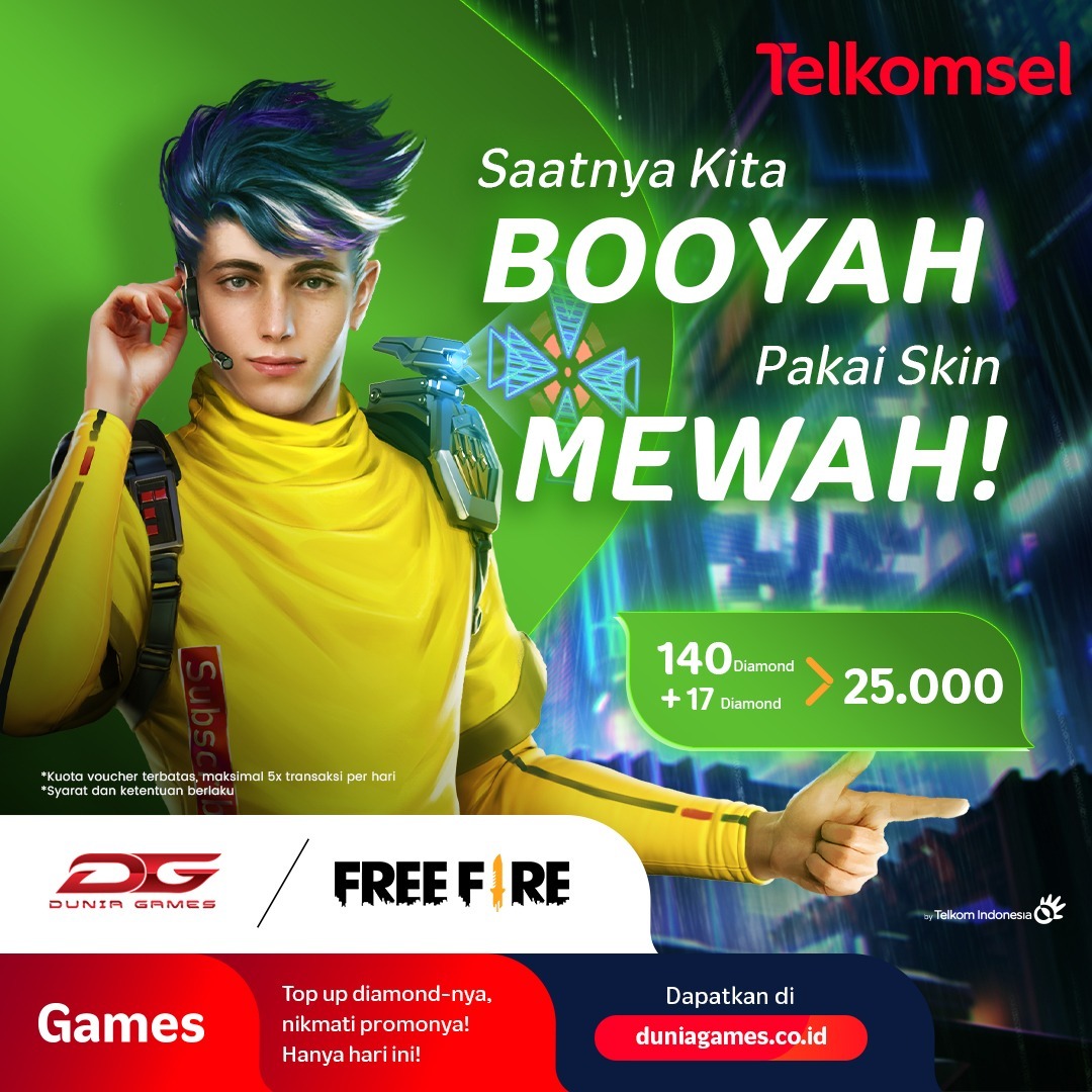 *Event FF :
23 - 29 Mar : Top up – Vehicle Skin - Sports Car - Cobra (140 D), Scythe of Snow (200 D)

#Tsel4u
#PamasukaSemakinMelesat
#Game4mers

#Tsel4u0104
#ST_340360