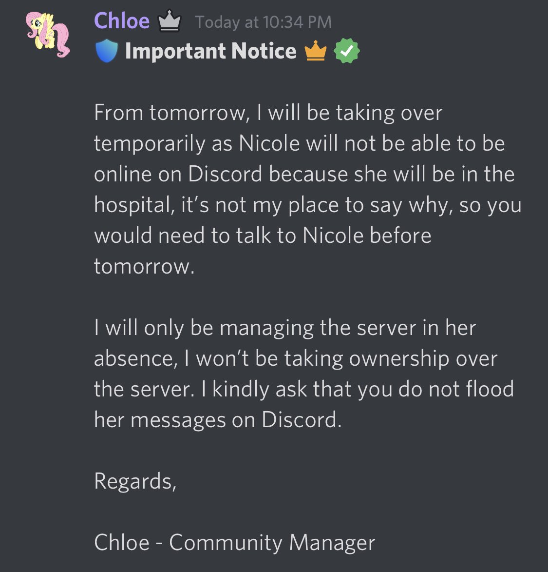 NicolesBooks1's tweet photo. Important notice regarding the owner of our community. 

~ Chloe (Community Manager) https://t.co/UfU6DsXaR6