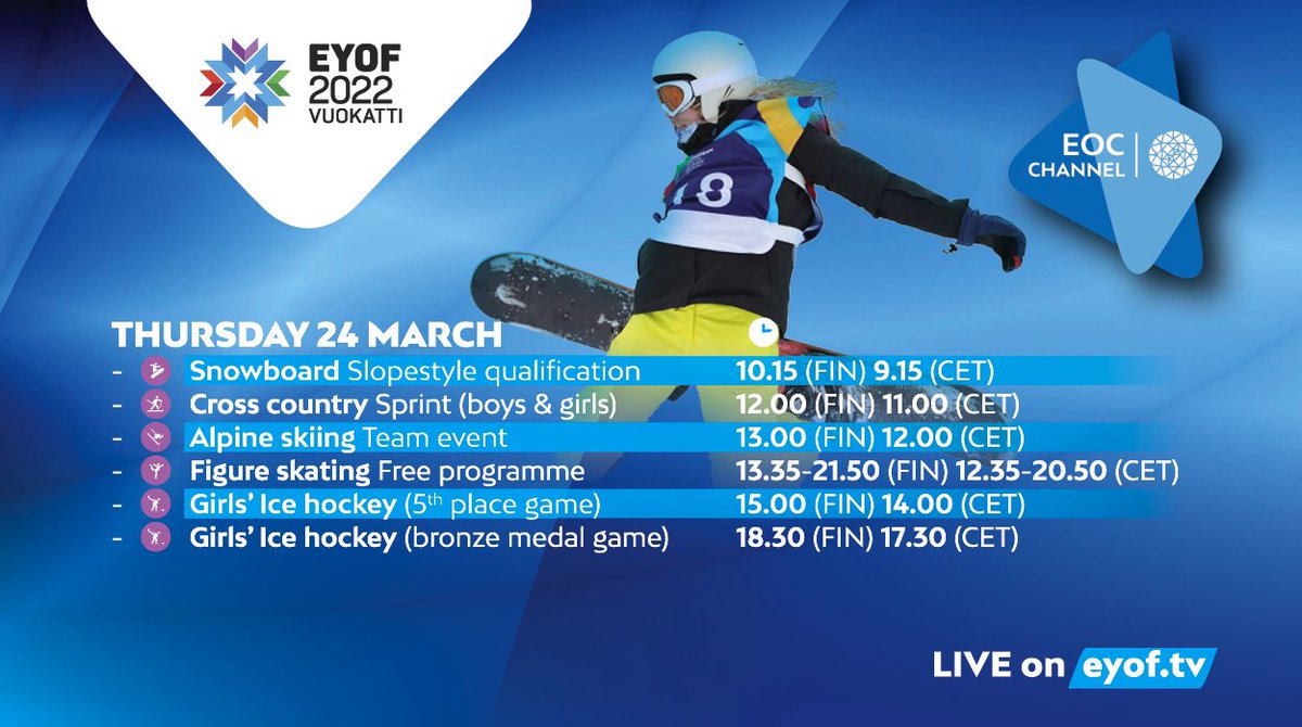 Day 4️⃣
Live streaming available on eyof.tv 

#EYOFVuokatti2022 #EYOF #EOC #ReadyToShine #InspiringSportInEurope