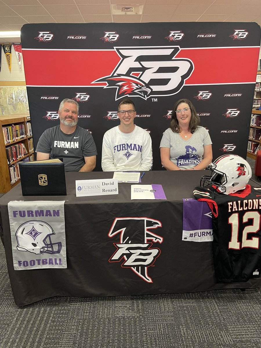 Congratulations to Branch Quarterback David Renard on his signing with Furman.  They are getting a terrific football player and incredible young man.