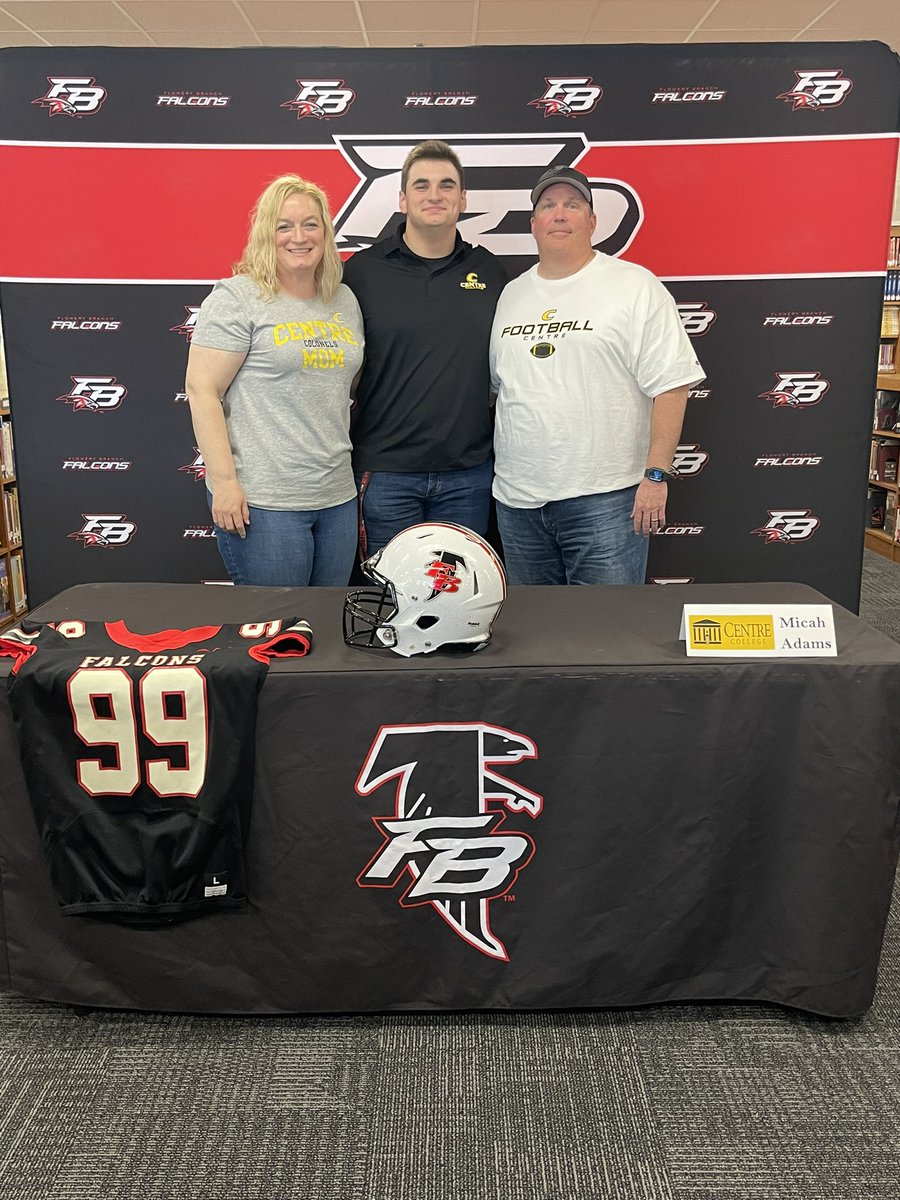 Congratulations to Branch Football Player Micah Adams on signing with Centre College.  Great football player and even better young man!
