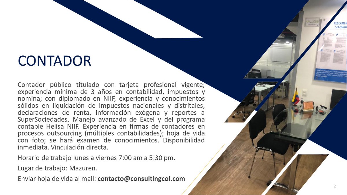 CONSULTINGCOL's tweet photo. #Atentos #TrabajoSiHay #Bogota Nos encontramos  en la búsqueda de 👉 https://t.co/imES1vn0zQ