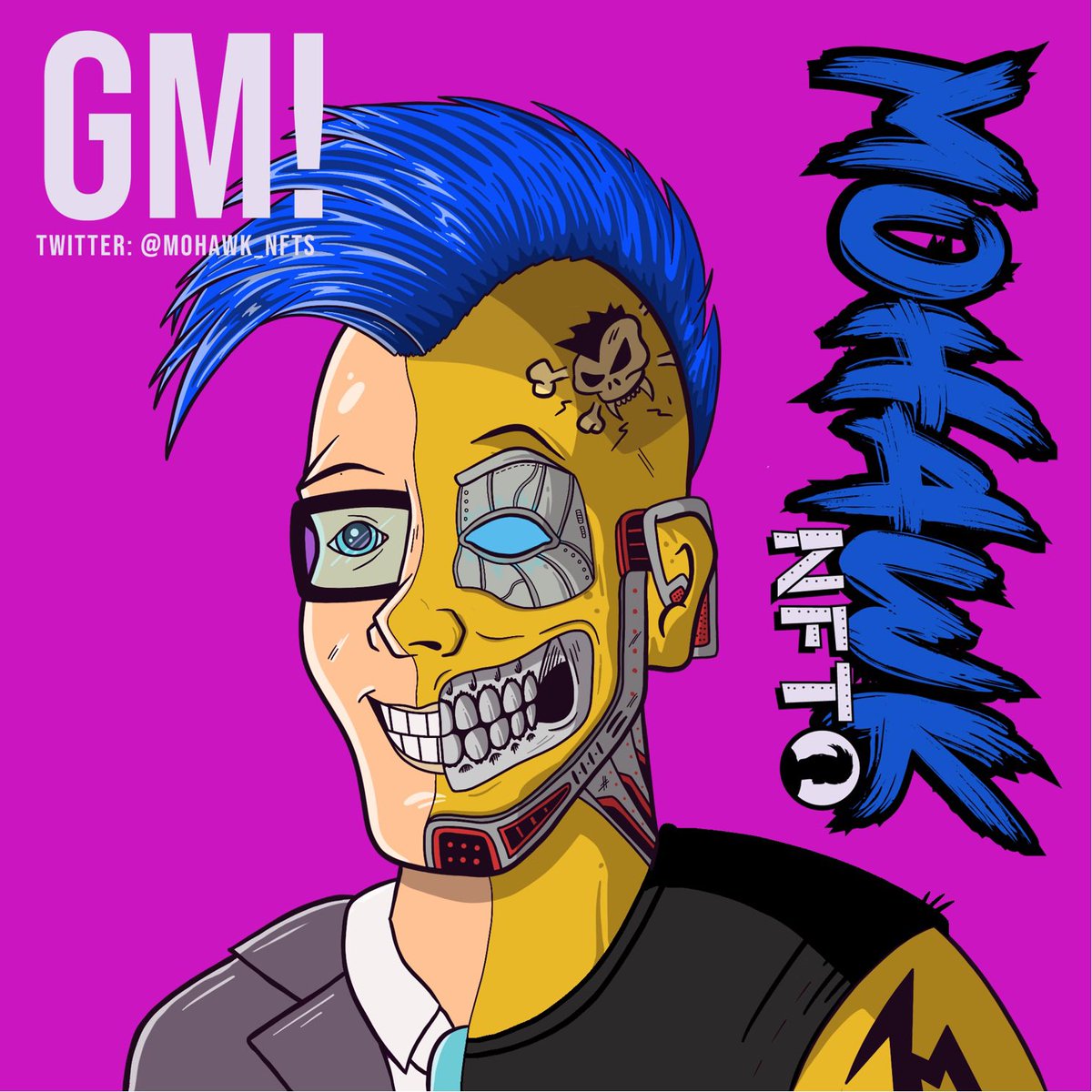 Mohawk_nfts's tweet photo. GM 🤝

It’s a blue hair day today!

MohawkNFT coming soon! Cool art, exclusive benefits! 

#NFTcollections #NFTs #mohawk #cyborg #pixoken_nfts https://t.co/eWfghRTbGc