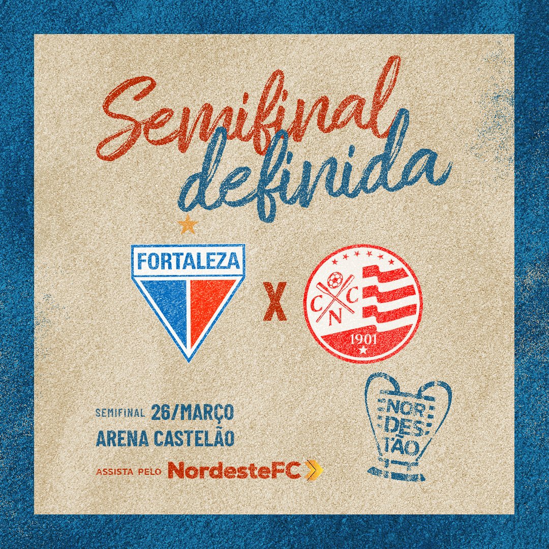 FortalezaEC's tweet photo. SEMIFINAL DEFINIDA! 🦁
Sábado, dia 26, enfrentaremos o Náutico, na Arena Castelão, valendo uma vaga na final da @copadonordeste.
Contamos com a presença da #TorcidaDeLeais! 👊🏻
#FortalezaEC #CopaDoNordeste https://t.co/9rI2vH6A6o