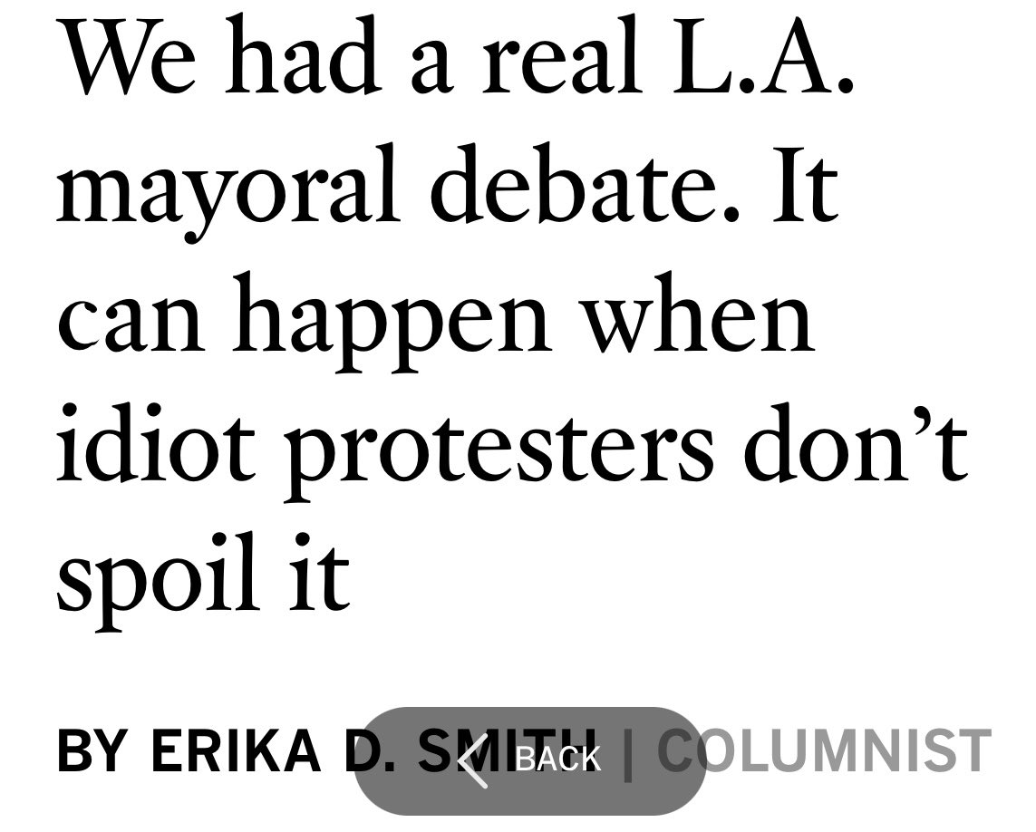 ananyaUCLA's tweet photo. .@Erika_D_Smith of @latimes this is a deeply troubling framing. What was “idiotic” is a mayoral forum on homelessness that silenced voices of the unhoused &amp; ignored the facts on the ground about homelessness. If folks can’t stand protest, they shouldn’t run for political office. https://t.co/h27YHugZGp