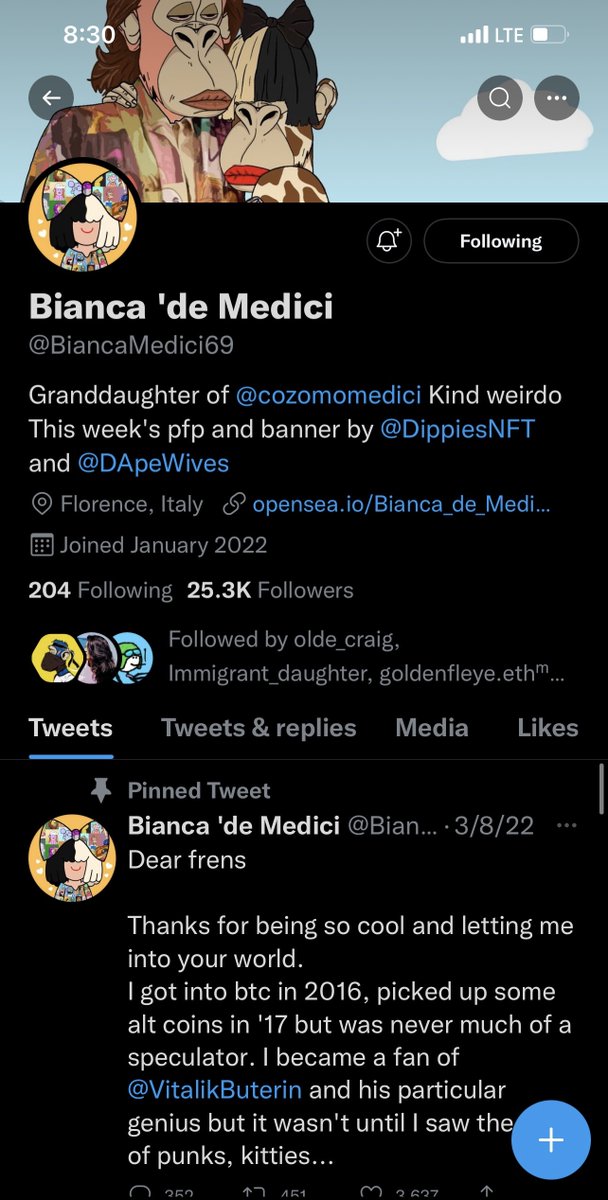<a href="/BiancaMedici69/">Bianca 'de Medici</a> minted 10 
Snoop Doggs Granddaughter #gutterpunksNFT 
Probably nothing 👀👀