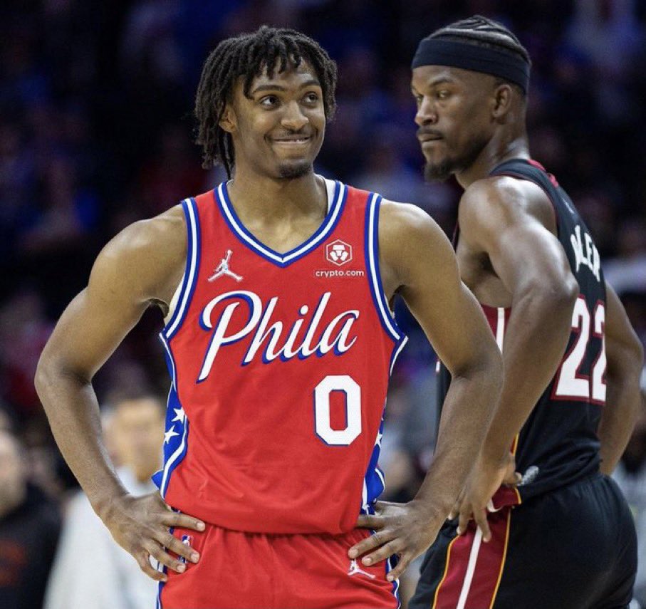 JoshReynolds24's tweet photo. Cheers to the man who broke the Miami Heat &amp; Jimmy Butler 🥂 @TyreseMaxey https://t.co/NIHJmHhLU0