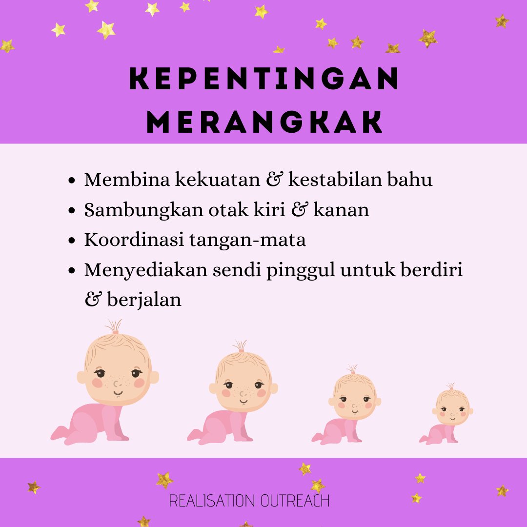 RealisationO's tweet photo. Kanak-kanak mendapat banyak kebaikan daripada merangkak. Berdasarkan pengalaman kami, kanak-kanak yang tidak merangkak mungkin akan menghadapi masalah seperti kekuatan otot, masalah untuk fokus dan belajar. https://t.co/SdOYSeSemQ
