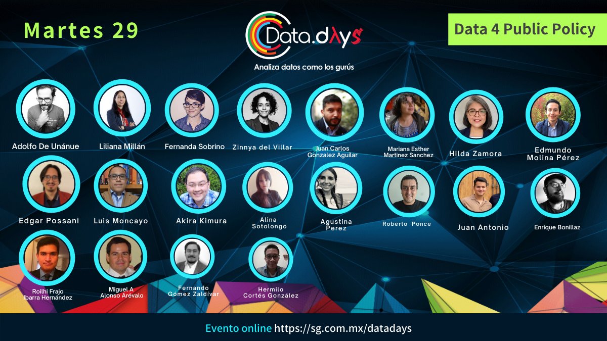 RevistaSG's tweet photo. 🚨 Te presentamos a las y los ponentes que tendremos en el track de Data for public policy.
Nos presentarán proyectos que intentan mejorar nuestra relación con los servicios públicos o con nuestros gobiernos.
Si aún no tienes tu pase, ¿qué esperas?🏃‍♀️
https://t.co/16GrZNP6Xk https://t.co/fmgal8OVm6