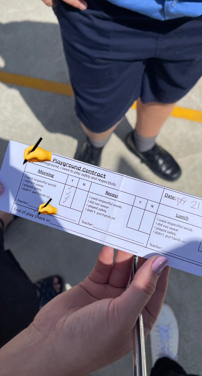 mrjrobertr's tweet photo. Managing behaviour extends beyond the classroom. The use of a ‘playground contract’ holds students accountable for their actions. This is the first I have seen this at my previous placement school. #acuedu_p https://t.co/8n0WEaX62m