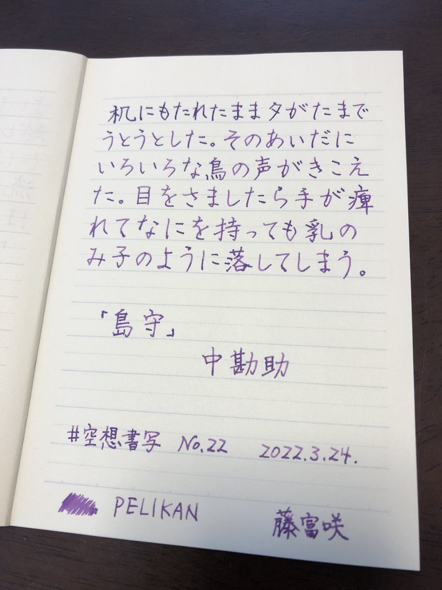 carolcamino's tweet photo. お題をありがとうございます😊
#PROCYON 書きやすいね〜✨
#PELIKAN も変わらぬ書き味✨
ちょっと滲む。
#ハイカラインキ #OPERAROSE
#彩時記 #藤富咲
#mahora
#空想書写 https://t.co/QQ6rZJoA1n