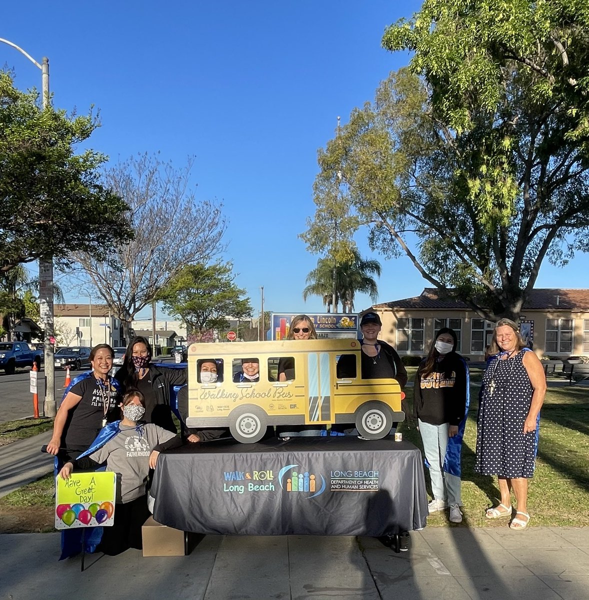 MonicaManipon's tweet photo. Happy Long Beach Walk to School Week! Celebrating our walking superheroes with the @LongBeachCity Dept. of Health and Human Services! Thank you for sponsoring this community event. #LBwalk2school #proudtobeLBUSD @LincolnLBUSD @ElemLBUSD @DrJuanMBenitez https://t.co/9HW1NOcP9b