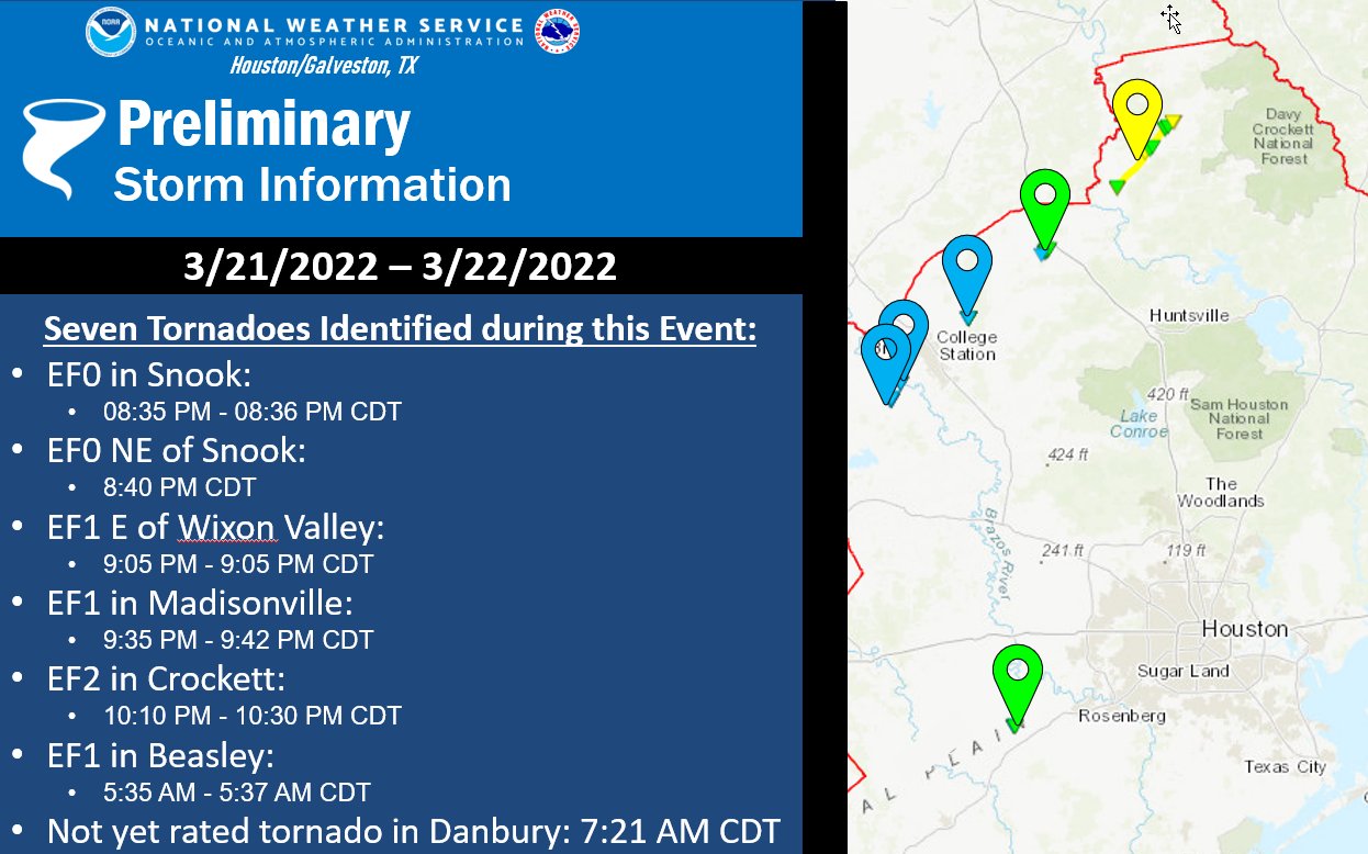 NWS Houston on Twitter "Preliminary recap of the tornadoes that went
