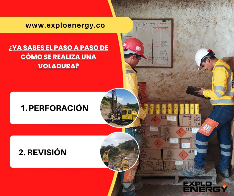 exploenergy's tweet image. ¿Ya sabes el paso a paso de cómo se realiza una voladura? 

Acá te explicaremos paso a paso, para mayor información nos encuentras en exploenergy.co