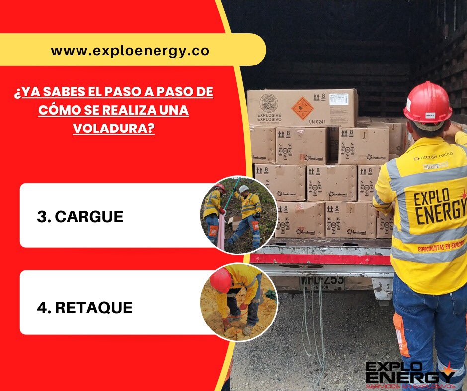 exploenergy's tweet image. ¿Ya sabes el paso a paso de cómo se realiza una voladura? 

Acá te explicaremos paso a paso, para mayor información nos encuentras en exploenergy.co